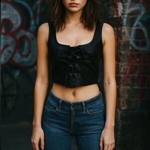Revamped Pleather Cropped Corset Top
